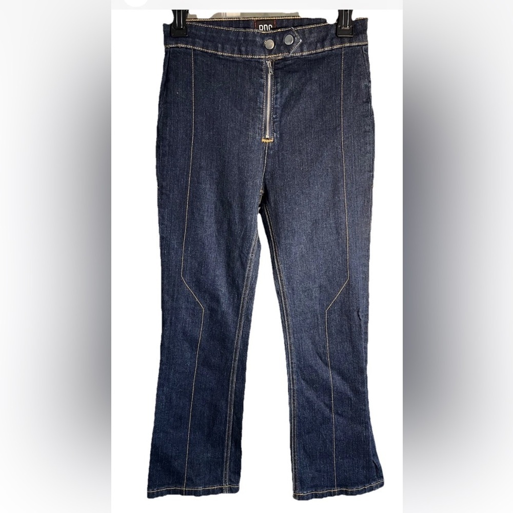 BDG Urban Outfitters Denim Jeans Dark Blue Snap Zipper Closure Cropped Size 26